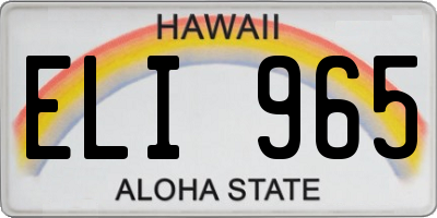HI license plate ELI965