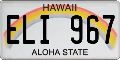 HI license plate ELI967