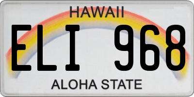 HI license plate ELI968