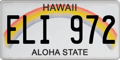 HI license plate ELI972