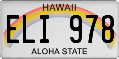 HI license plate ELI978