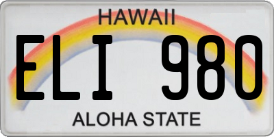 HI license plate ELI980