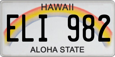 HI license plate ELI982
