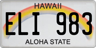 HI license plate ELI983