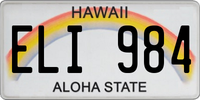 HI license plate ELI984