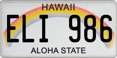 HI license plate ELI986