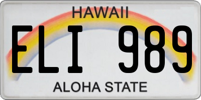 HI license plate ELI989