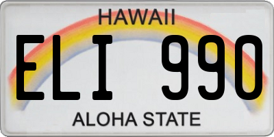 HI license plate ELI990