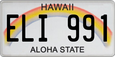 HI license plate ELI991