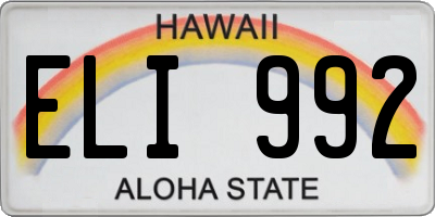 HI license plate ELI992
