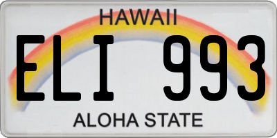 HI license plate ELI993
