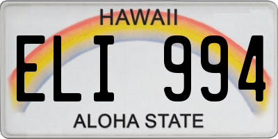 HI license plate ELI994