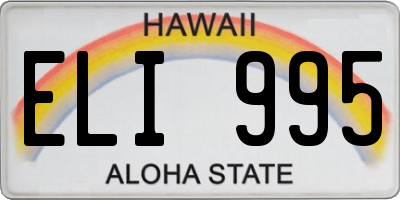 HI license plate ELI995