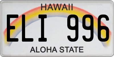 HI license plate ELI996