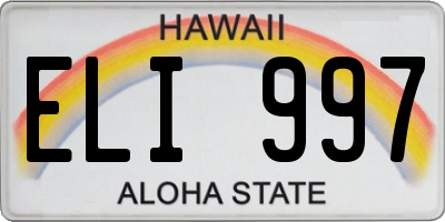 HI license plate ELI997