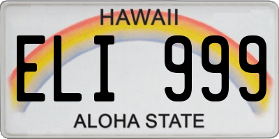 HI license plate ELI999