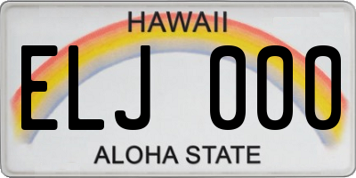 HI license plate ELJ000
