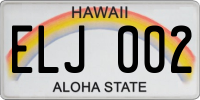 HI license plate ELJ002