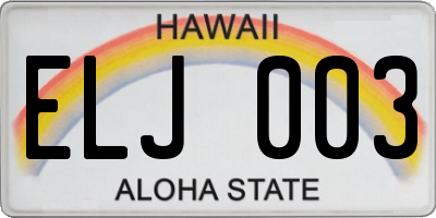 HI license plate ELJ003