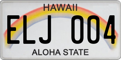 HI license plate ELJ004