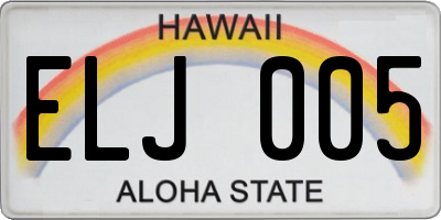 HI license plate ELJ005