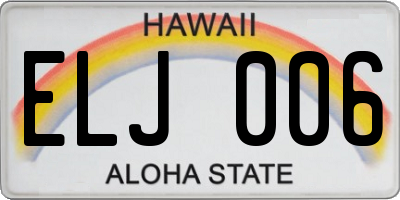 HI license plate ELJ006
