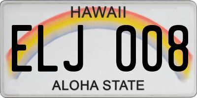 HI license plate ELJ008