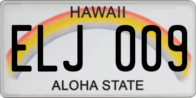 HI license plate ELJ009