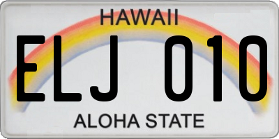 HI license plate ELJ010