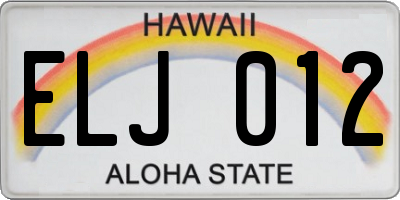 HI license plate ELJ012