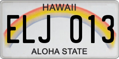HI license plate ELJ013