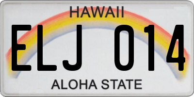 HI license plate ELJ014