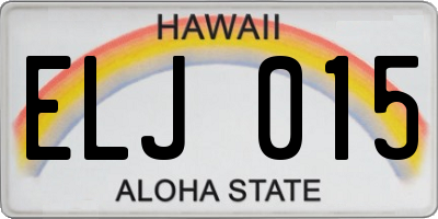 HI license plate ELJ015