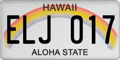 HI license plate ELJ017