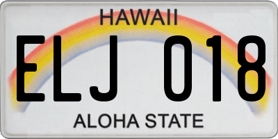 HI license plate ELJ018