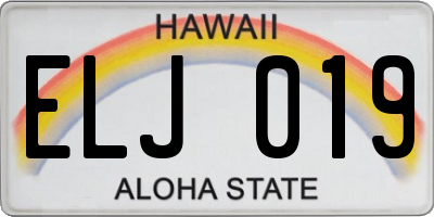 HI license plate ELJ019