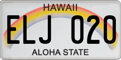 HI license plate ELJ020