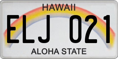 HI license plate ELJ021