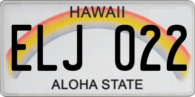 HI license plate ELJ022