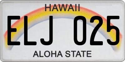 HI license plate ELJ025