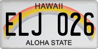 HI license plate ELJ026