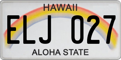 HI license plate ELJ027