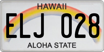 HI license plate ELJ028