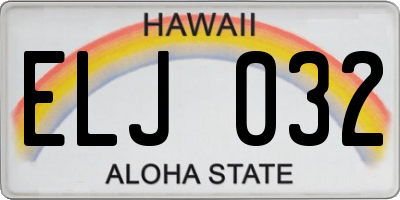 HI license plate ELJ032