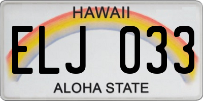 HI license plate ELJ033