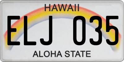 HI license plate ELJ035