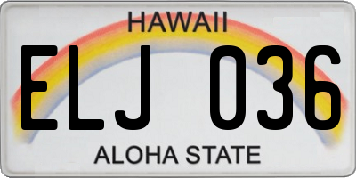 HI license plate ELJ036