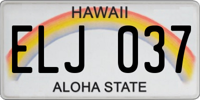 HI license plate ELJ037