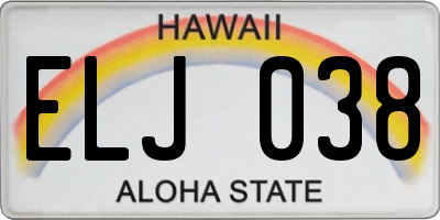 HI license plate ELJ038