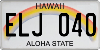 HI license plate ELJ040